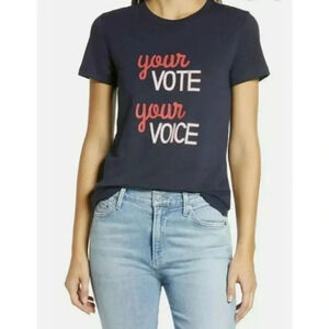 1901, short sleeve tee shirt with logo YOUR VOTE, YOUR VOICE, Blue, Medium